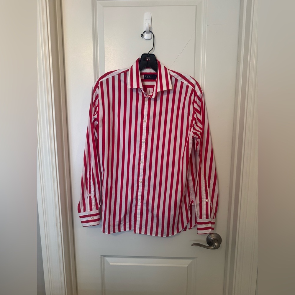 Polo Ralph Lauren Red and White Striped Shirt. Womens size 2.